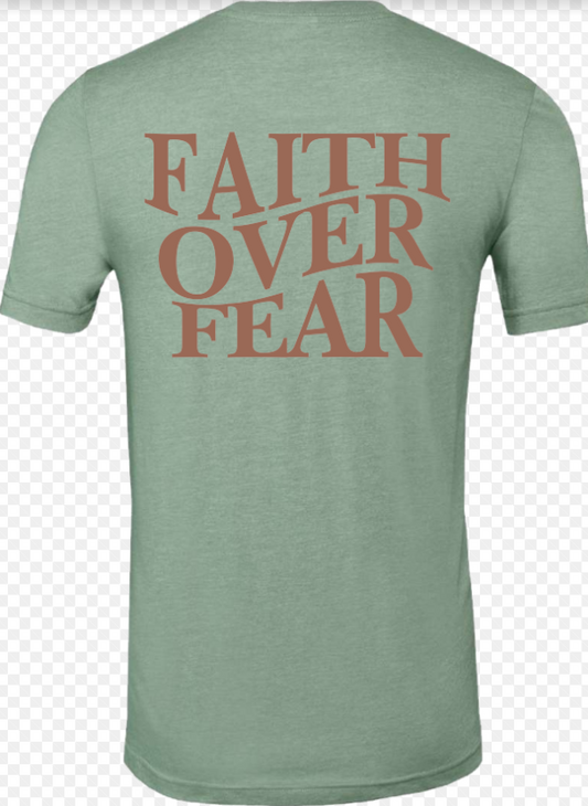 Groovy Faith Over Fear S/S Tee (Heather Sage)
