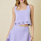 Juniors' Day + Moon Sleeveless Square Neck W/Flower Cutouts Knit Top