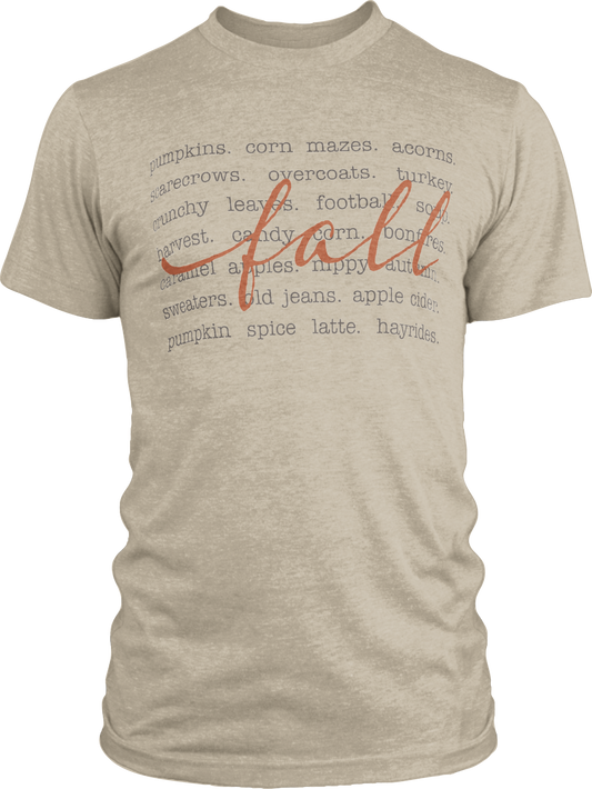 Royce Apparel Fall Words (Unisex) Vintage Washed S/S Tee (Sand)