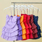 Day + Moon Strapless Ruched Tiered Ruffle Mini Romper Dress
