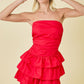 Day + Moon Strapless Ruched Tiered Ruffle Mini Romper Dress