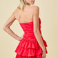 Day + Moon Strapless Ruched Tiered Ruffle Mini Romper Dress