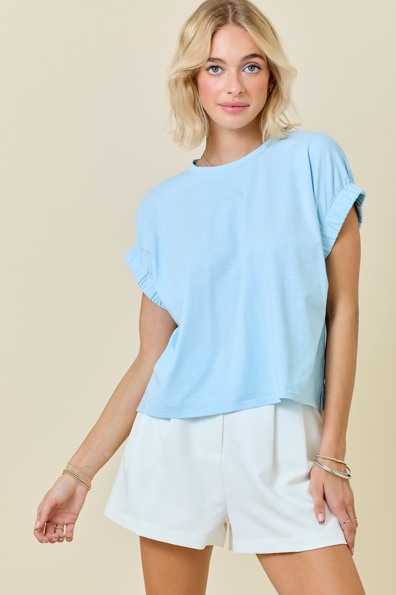 Day + Moon Solid Knit S/S Top