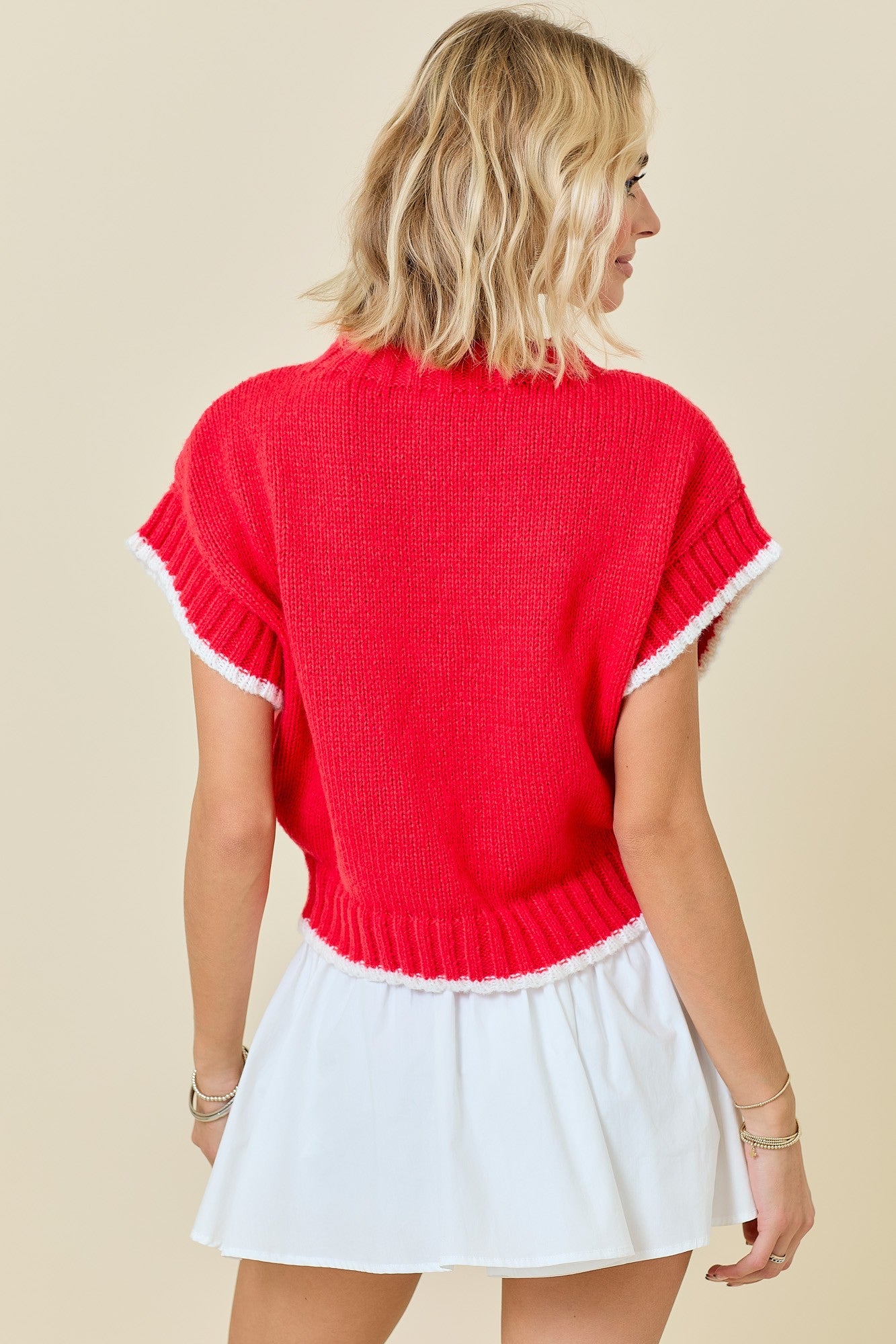 Knit Heart Top (Red/White)