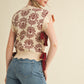 &Merci Ribbed Scallop Floral Sweater Vest