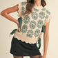 &Merci Ribbed Scallop Floral Sweater Vest