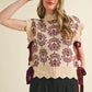 &Merci Ribbed Scallop Floral Sweater Vest