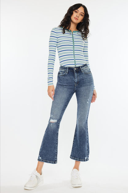 Miley High Rise Cropped Flare Jean (Dark Wash)