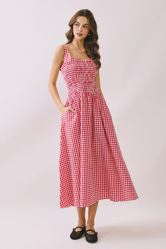 Juniors' Pretty Follies Gingham Midi Dress
