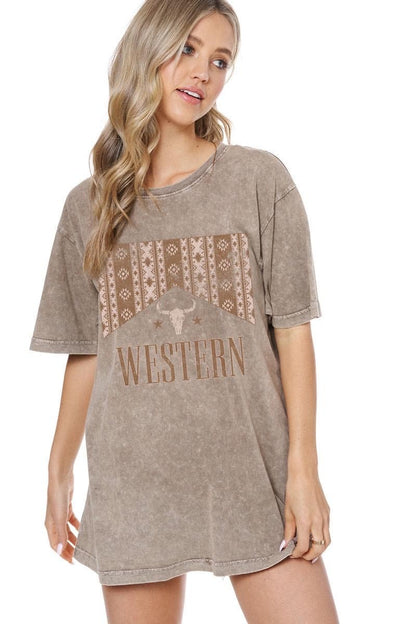 Western Long Live Longhorn S/S Tee (Mocha)