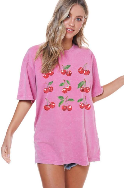 Cherry Bingo Graphic S/S Tee (Pink)