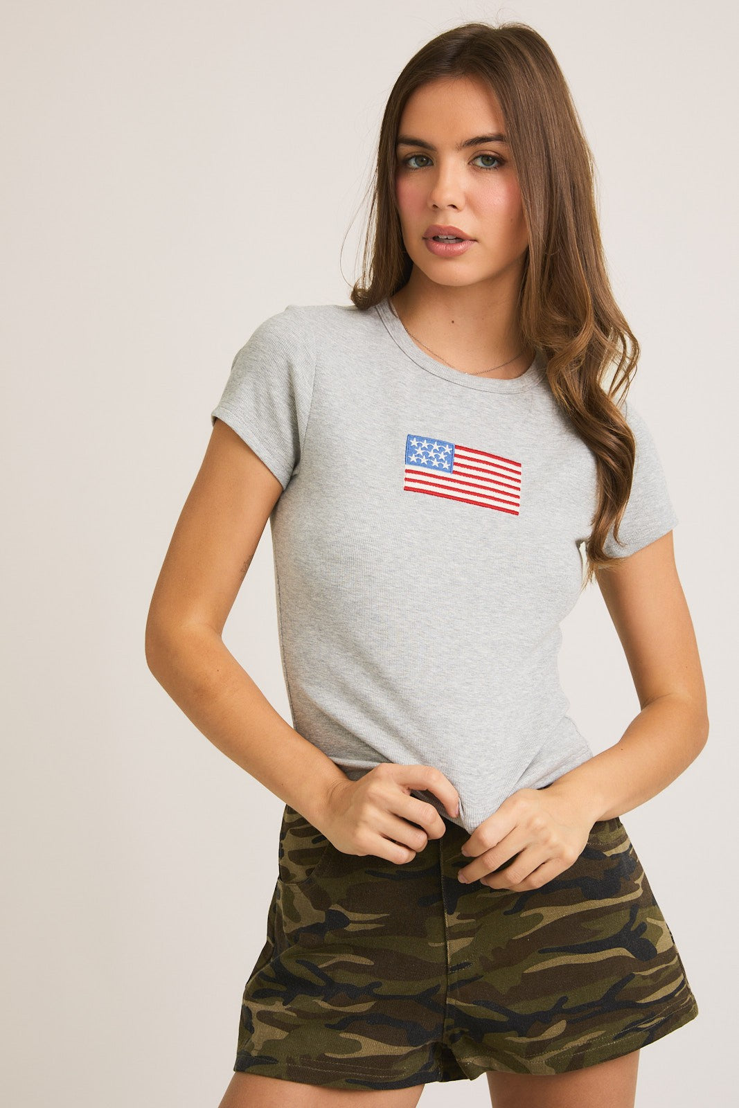 American Flag Cropped S/S (Melange)