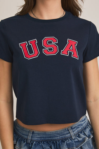 USA Crew Neck Baby S/S (Navy)