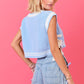 V Neck Striped Sweater Vest W/Bows (Baby Blue/White)