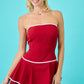 Day + Moon Strapless Drop Waist Pleated Romper Dress
