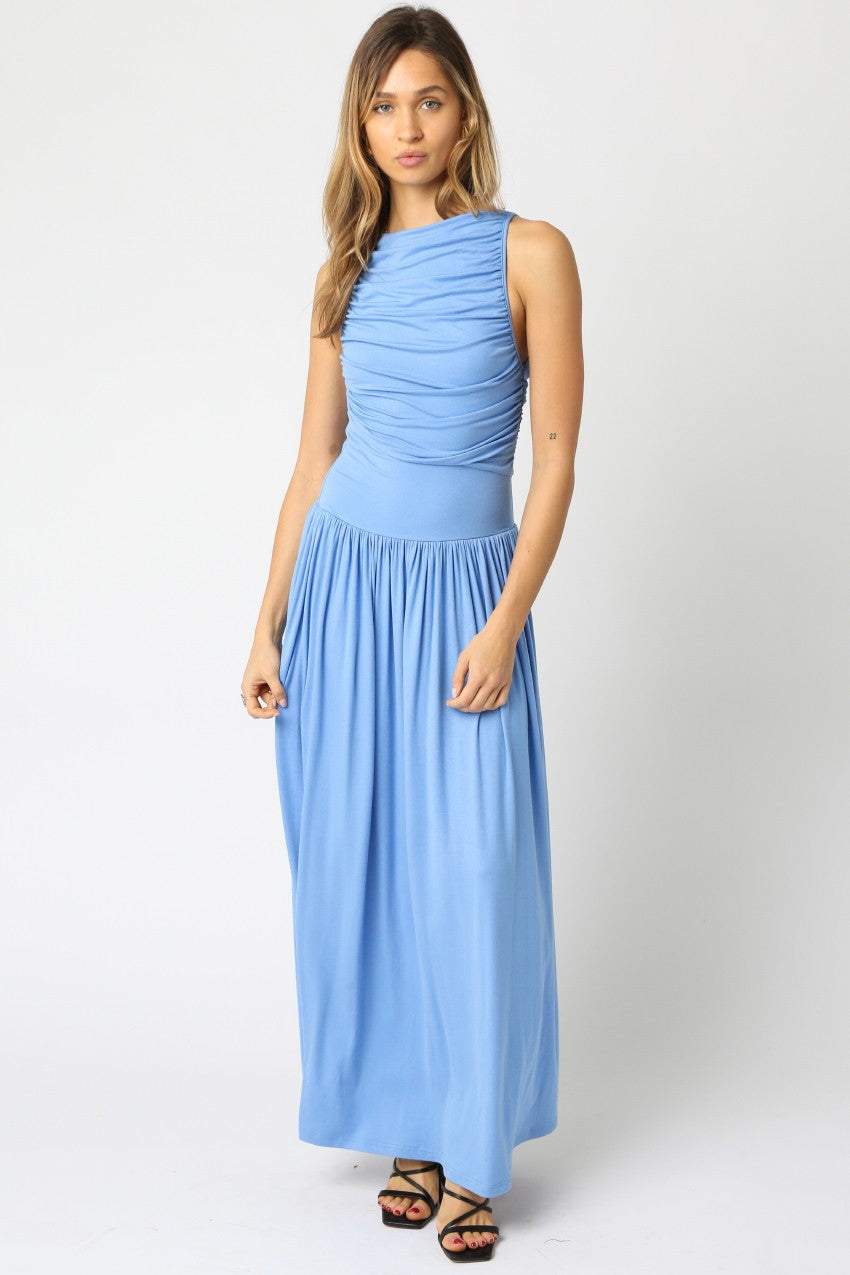 Juniors' Olivaceous Sleeveless Solid Midi Dress