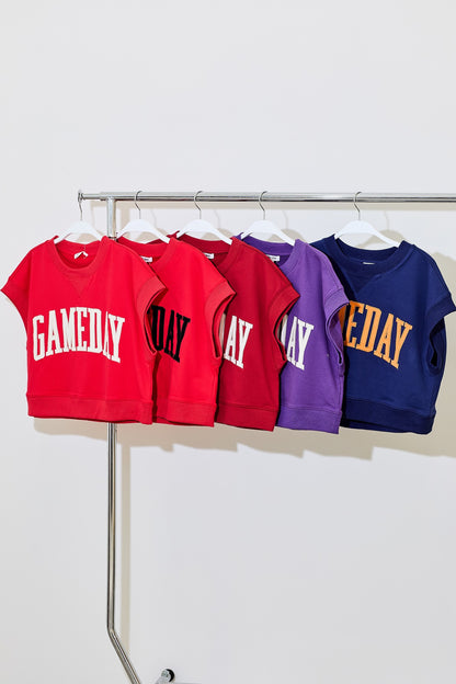 Day + Moon Gameday Boxy Cropped Terry Top