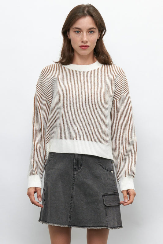 Vertical Stripe Knit Sweater