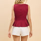 Boat Neckline Fit & Flare Sleeveless Top