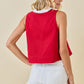 Day + Moon Sleeveless Contrasting Collar V-Neck Poplin Top