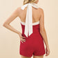 Contrast Strap Details Halter Romper