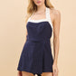 Contrast Strap Details Halter Romper