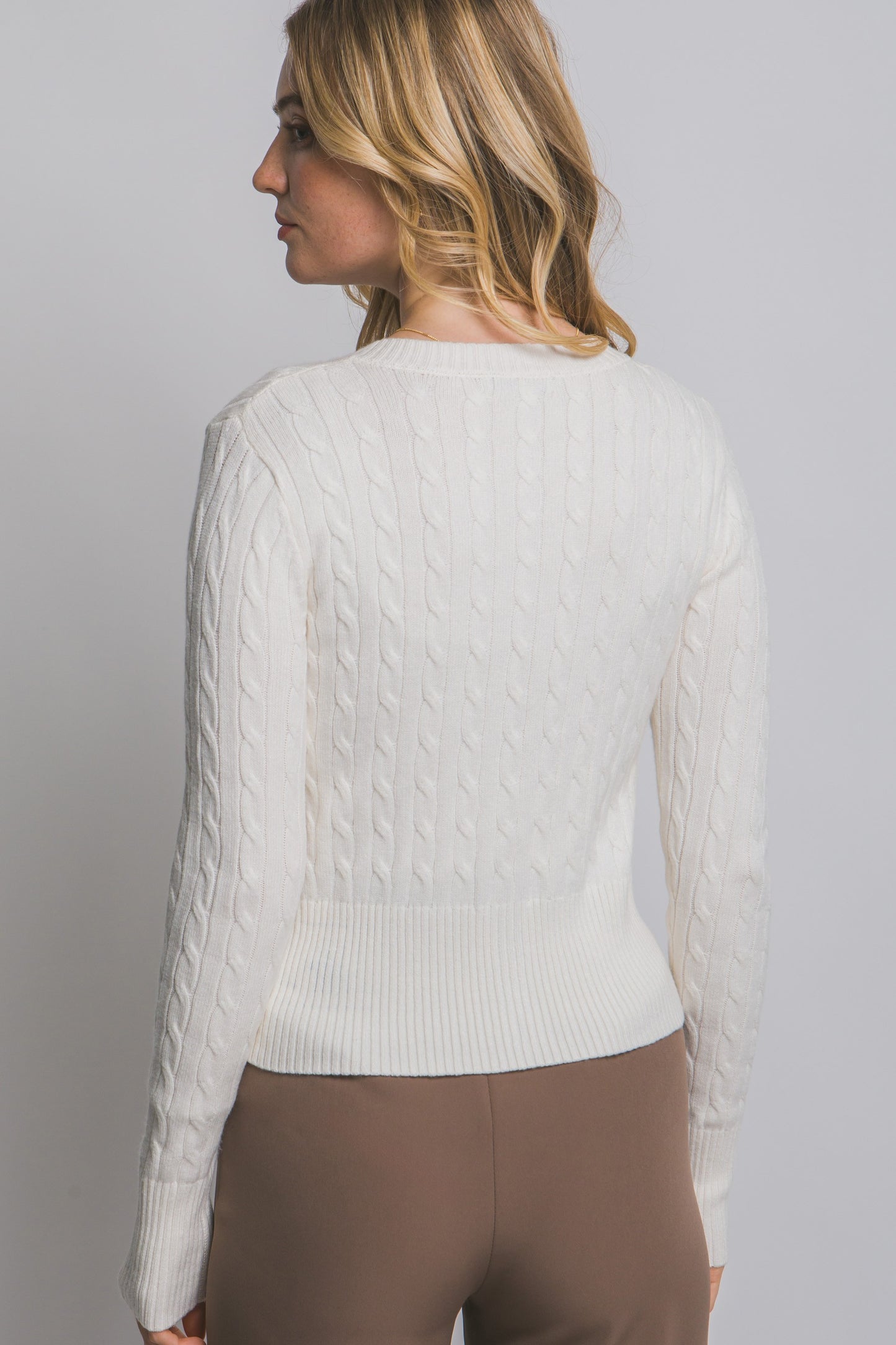 Juniors' Love Tree L/S Cable Knit Cardigan