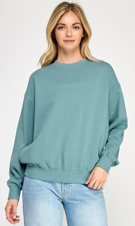 Juniors' Reflex Fleece Basic Relaxed Fit Crewneck Sweatshirt (Arctic)