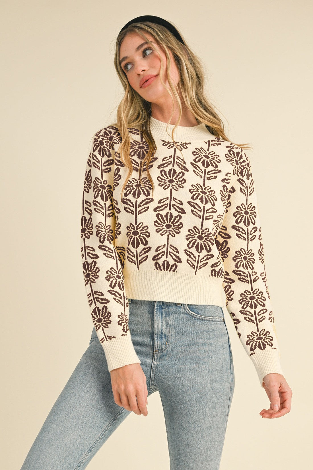 &Merci Flower Pattern Sweater