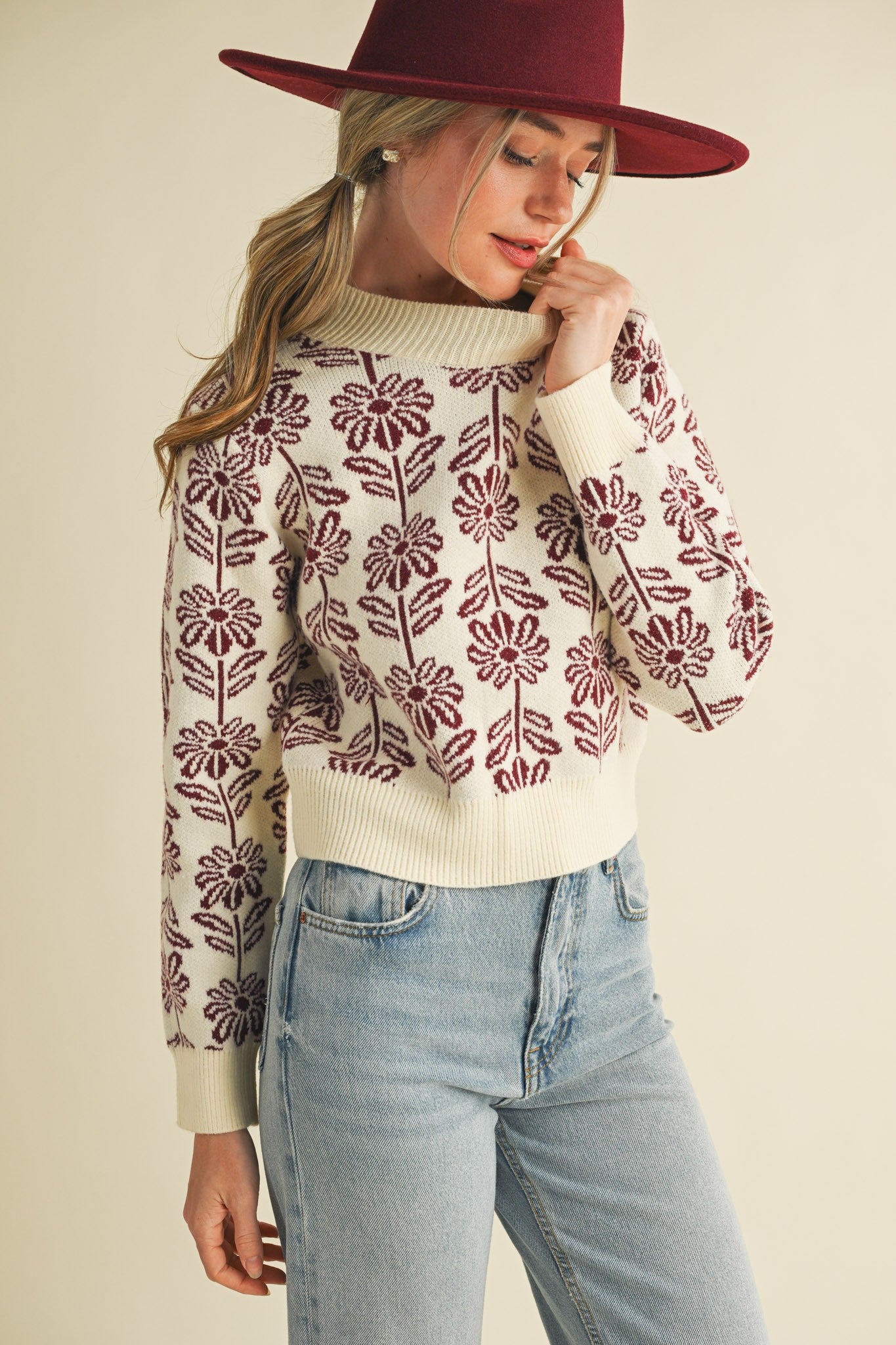 &Merci Flower Pattern Sweater