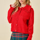 Juniors' Day + Moon Ruffle Collar Button Down Knit Cardigan Sweater