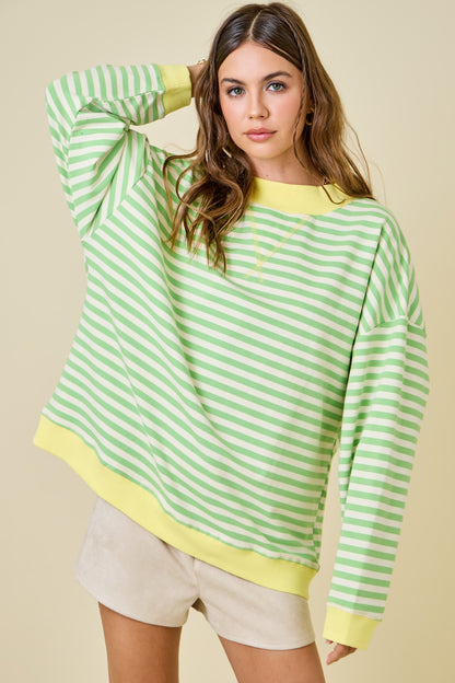 Juniors' Day + Moon Mock Neck Striped L/S Pullover