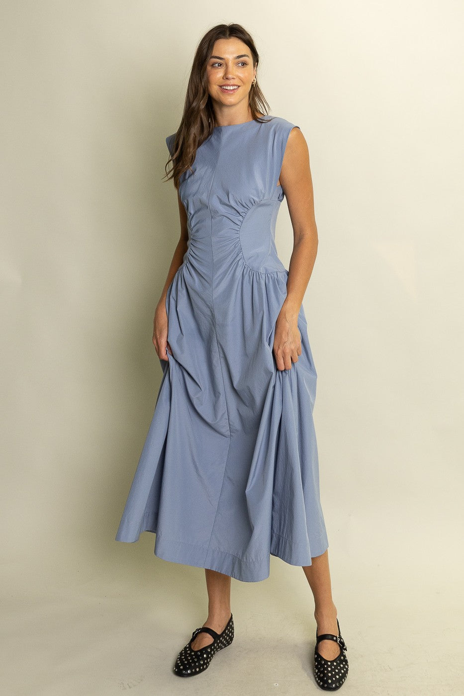 Juniors' Heyson Ruched Waist Midi Dress