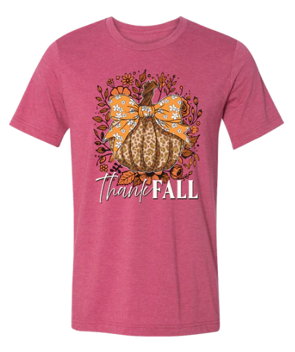 Girlie Girl Thank Fall Pumpkin Flower S/S (Heather Raspberry)