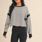 Juniors' Kimberly Striped Cutout Back Layering Sweatshirt