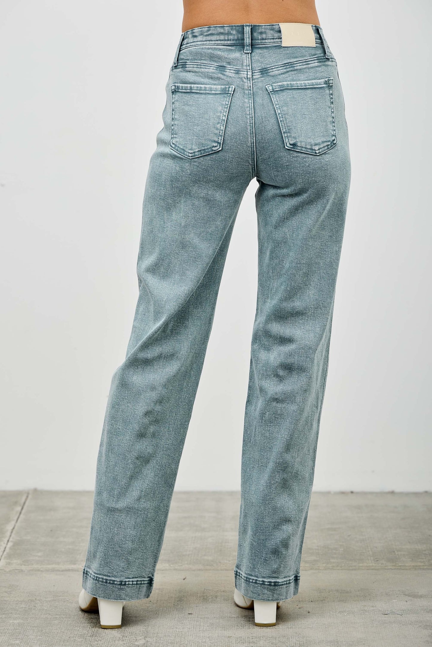 Saige High Rise Slim Wide Straight Jean