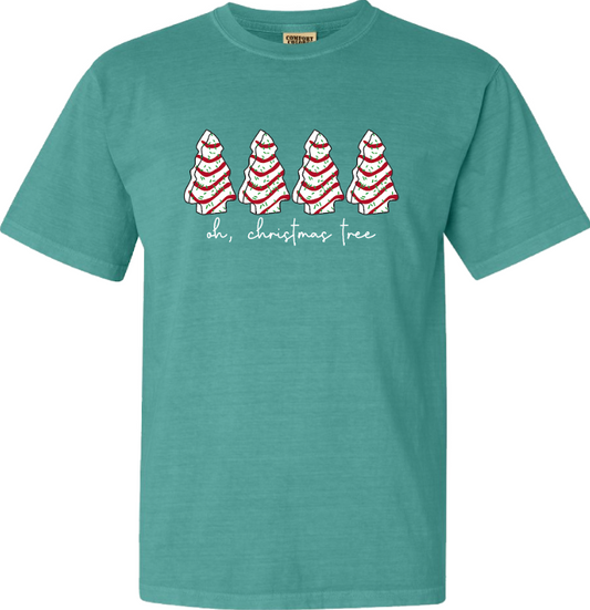 Juniors' Debbie Cake Christmas Comfort Color Tee (Seafoam)