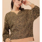Leopard Printed Knit Casual Top (Beige Leopard)
