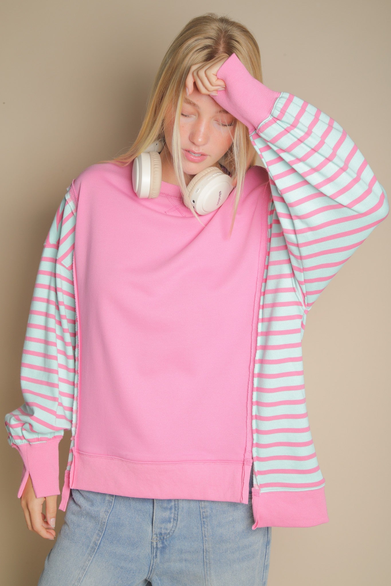 Oversized Striped Casual Knit Top