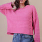 Juniors' Very J Oversized Textured Solid Casual Knit Sweater