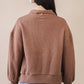 Oversized Half Button Down Casual Waffle Knit Top