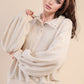 Oversized Half Button Down Casual Waffle Knit Top