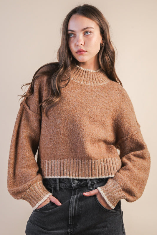 Oversized Casual Mock Neck Knit Sweater
