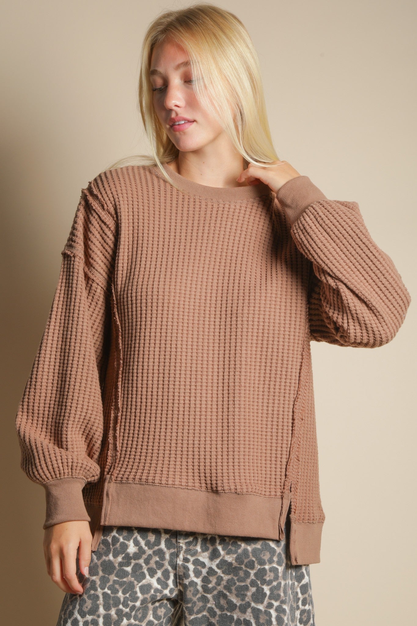 Oversized Waffle Knit Top