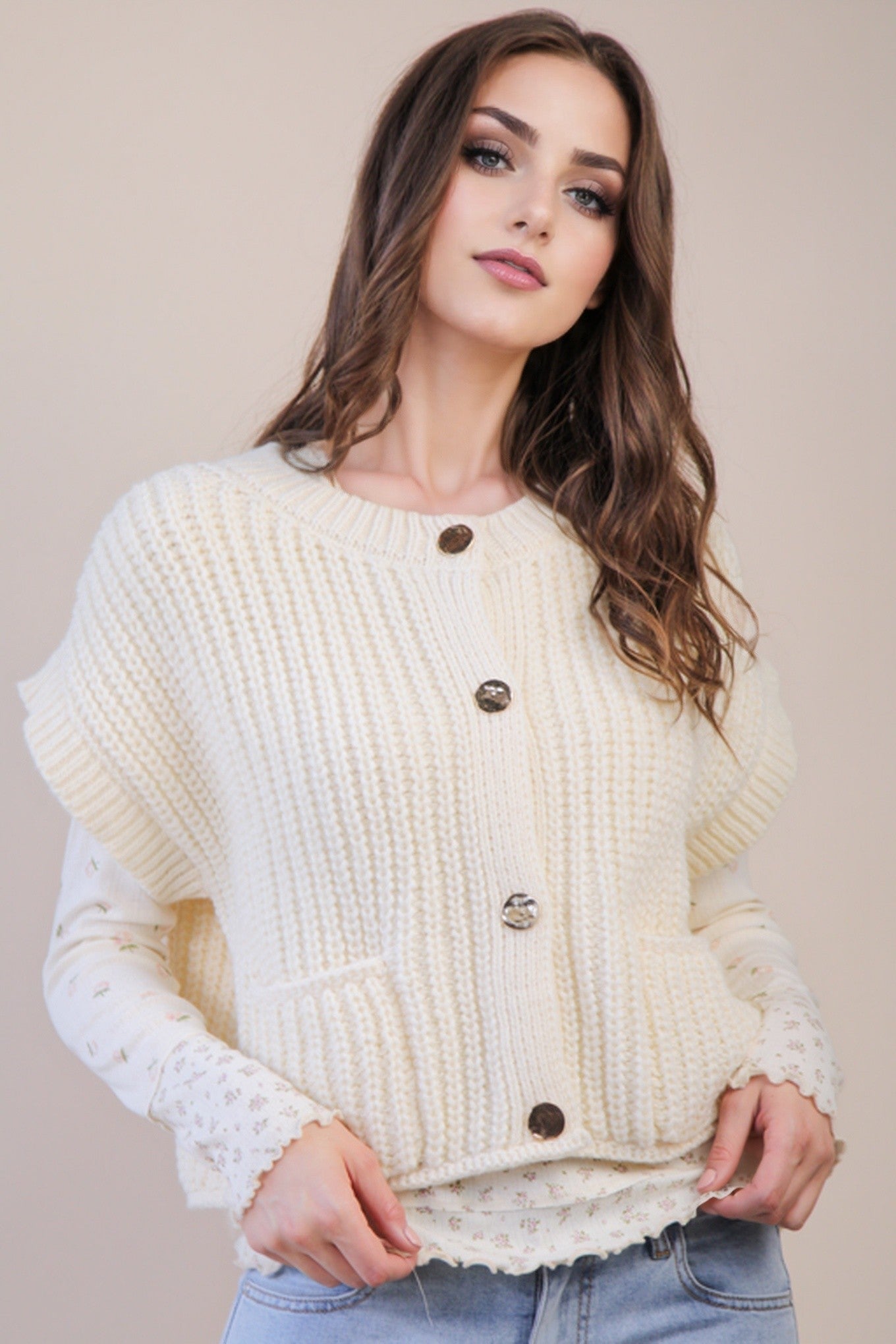 Oversized Button Down Knit Sweater