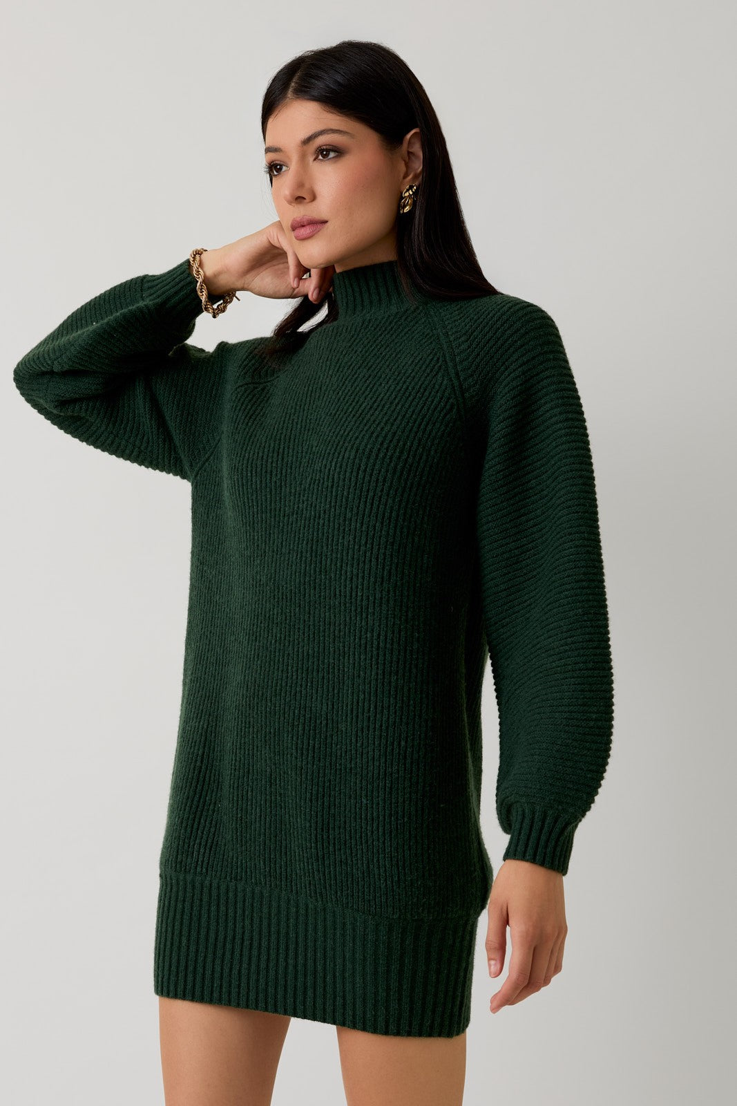 Juniors' Sunday Edition Mock Neck Cozy Sweater Dress
