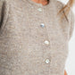 Juniors' Mable Puff S/S Crew Neck Button Down Knit Top