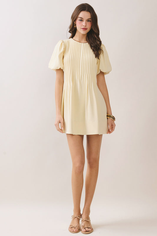 Juniors' Pretty Follies Pleated Detail Hidden Zipper A Line Dress