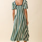 Juniors' Pretty Follies Bold Vertical Stripes Square Neck Midi Dress (Green)