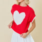 Juniors' Day + Moon Boxy Heart Knit Sweater Top (Red/White)